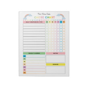 Chore Chart Notepad for Kids with Rewards Notepad