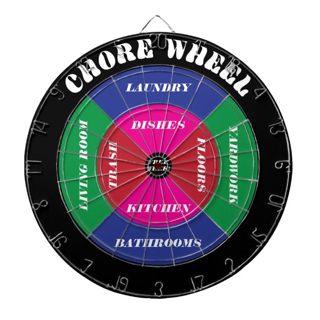 Chore Wheel Dartboard with Customizable Chores (Front)