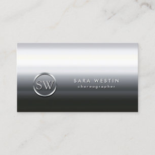 Choreographer Entertainment Talent Chrome Monogram Business Card