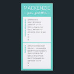 Chores Routine AM PM Daily To Do List Magnetic Notepad<br><div class="desc">Simple but organized and useful chore chart and responsibility tracker checklist on a teal magnetic notepad with sections for morning and afternoon or evening routines to make it easy to read and more inspiring than one long list. Change the titles of each section to suit your own daily needs, and...</div>