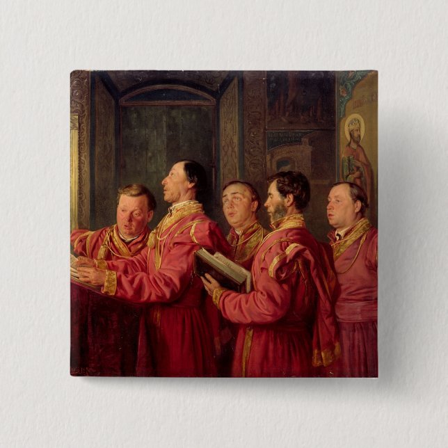 Choristers in the Church, 1870 2 Inch Square Button (Front)