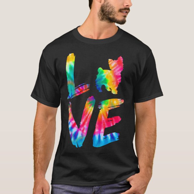 Chorkie Tie Dye Love Dog Mom Dad T-Shirt (Front)