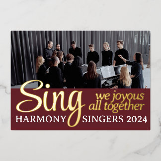 Chorus Choir Merry Christmas Singer Music Photo Foil Holiday Card