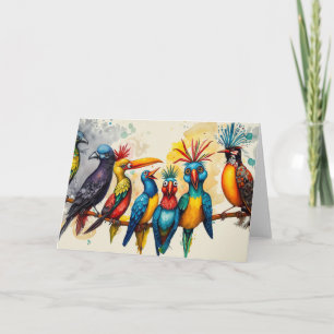 Chorus of Colourful Birds Note Card