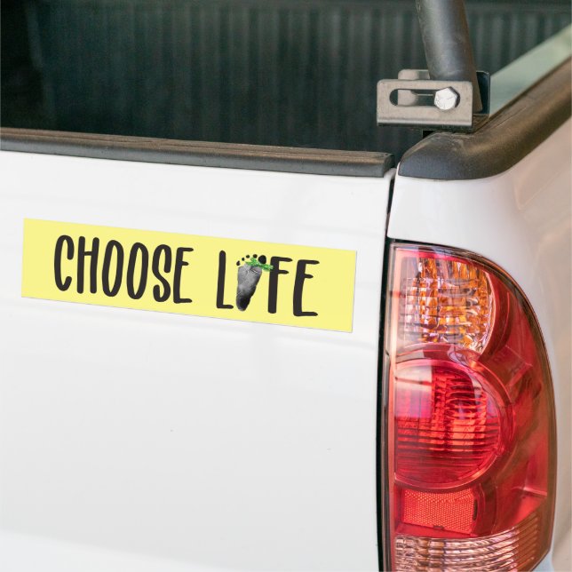 Chose Life Baby Footprint with Bow  Bumper Sticker (On Truck)