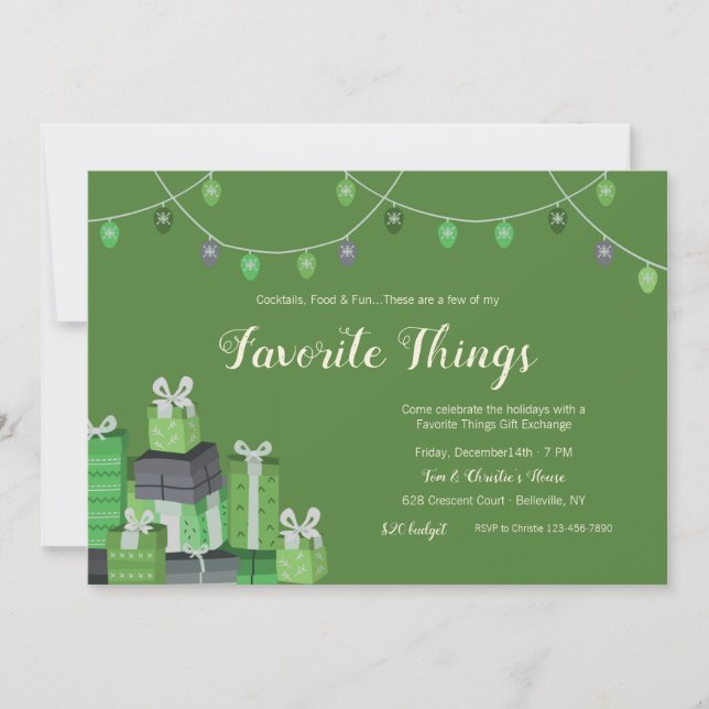 Chose préférée Échange de cadeaux Invitation verte (Devant)