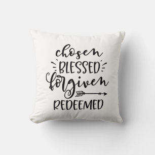 Chosen Blessed Forgiven Redeemed with Arrow Throw Pillow