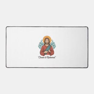 Chosen & Redeemed Christian Vintage Jesus T-Shirt  Desk Mat
