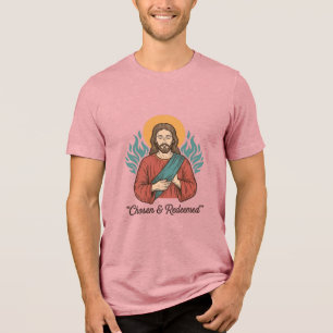 Chosen & Redeemed Christian Vintage Jesus T-Shirt Tri-Blend Shirt
