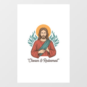 Chosen & Redeemed Christian Vintage Jesus T-Shirt Window Cling
