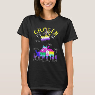 Chosen To Be Non-Binary Flag Cat Pile Cute Nonbina T-Shirt