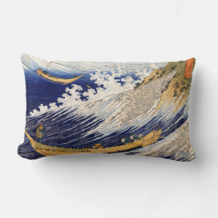 Choshi in the Simosa province by Hokusai Lumbar Pillow
