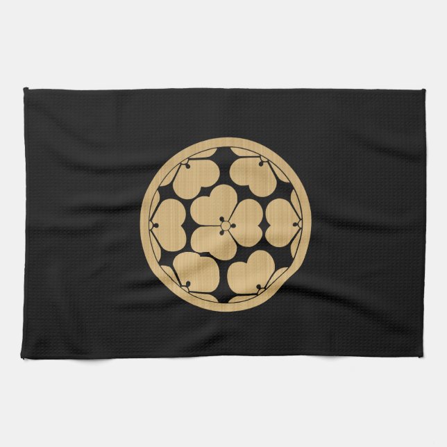 Chosokabe Mon Japanese samurai clan Kitchen Towel (Horizontal)