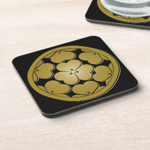 Chosokabe Mon Japanese samurai clan Oriental Crest Coaster