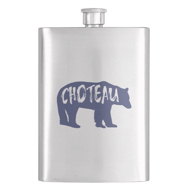 Choteau Montana Bear Hip Flask (Front)