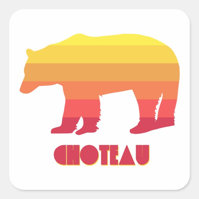Choteau Montana Rainbow Bear Square Sticker (Front)