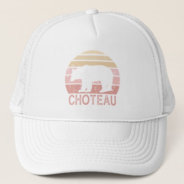 Choteau Montana Retro Bear Trucker Hat (Front)
