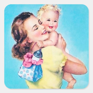 chou bébé maman rétro vintage Carré Sticker