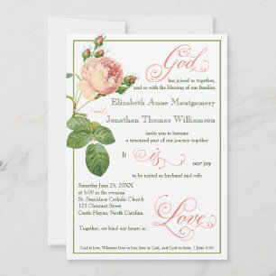Chou Rose Dieu est Amour Faire-part de mariage