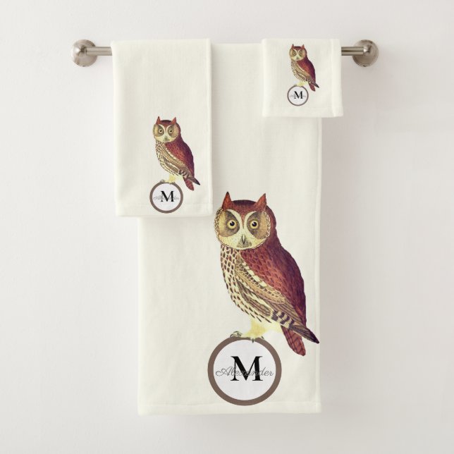 Chouette à aquarelle rustique Nom du monogramme Bl (En situation)