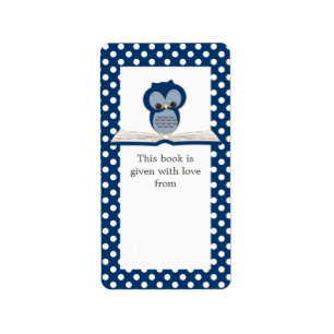 Chouette Bébé Bleue sur le livre Étiquette boîte c