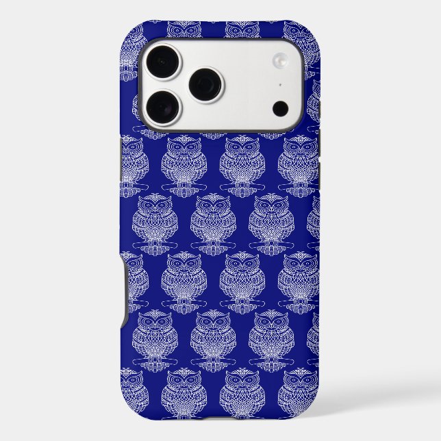 Chouette (bleu foncé) - Coque iPhone (Verso)