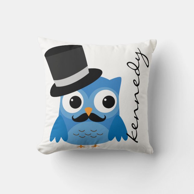 Chouette bleue avec Moustache et Coussin de chapea (Recto)