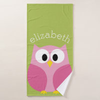 Chouette caricaturale mignonne - rose et vert citr