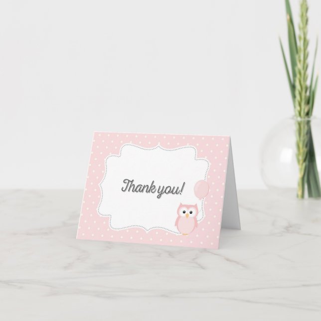Chouette Carte de remerciements (rose) (Devant)