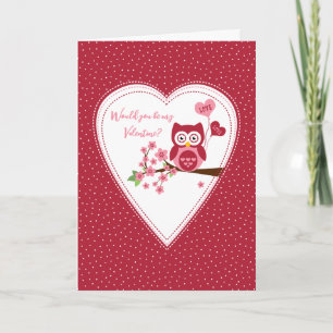 Chouette, cartes de voeux Valentine