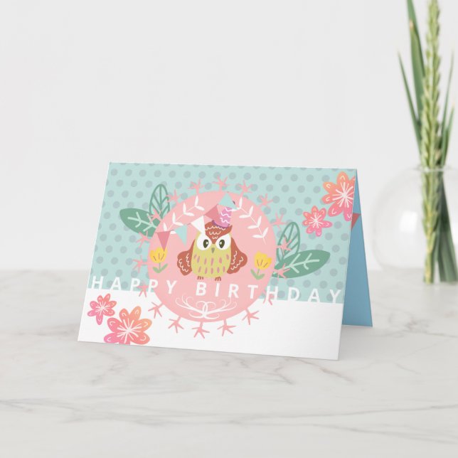 Chouette colorée Bonne carte d'anniversaire (Devant)