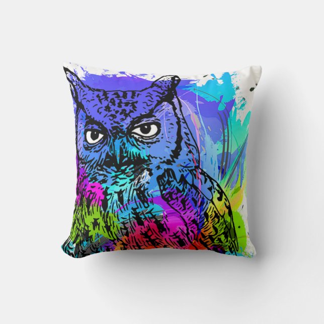 Chouette colorée Coussin (Recto)