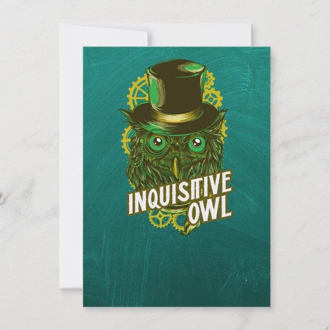 Chouette curieuse - Carte Steampunk (Devant)