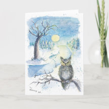 Chouette dans la neige Carte pliée hiver
