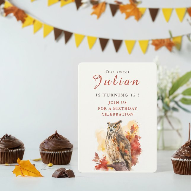 Chouette d'automne - Carte d'invitation d'annivers (Créateur téléchargé)