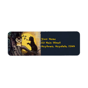 Chouette d'avertissement Chat Vintage Étiquettes d