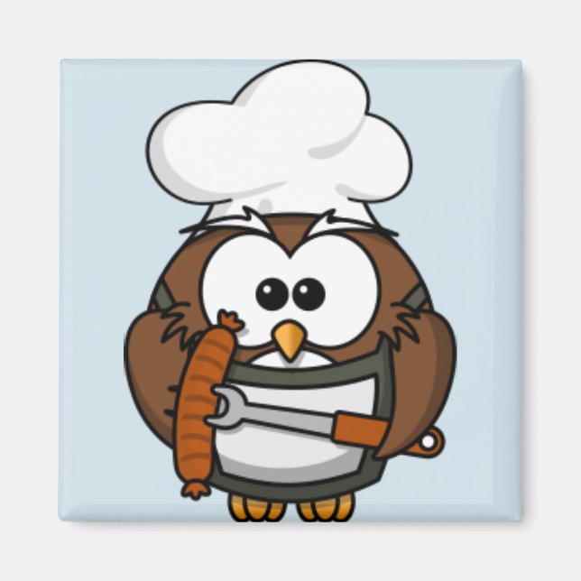 Chouette de dessin Été Barbecue Blue Magnet (Devant)