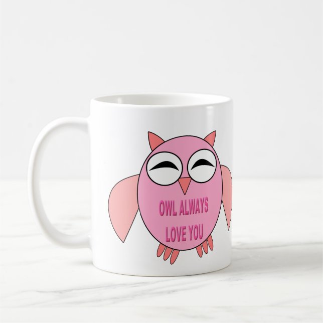 Chouette de message d'amour mignonne Mug (Gauche)