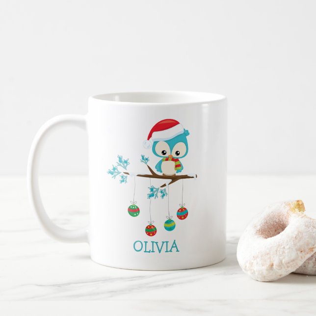 Chouette de Noël personnalisée Mug de Noël (Avec donut)