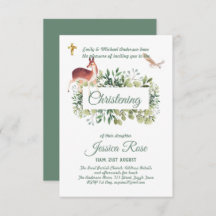 Chouette des cerfs de bois Christening Invitations