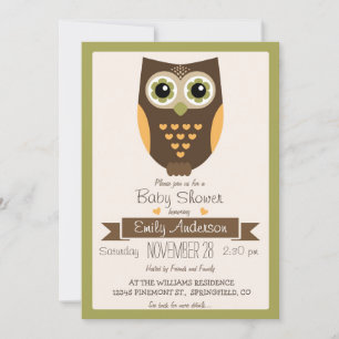 Chouette des couleurs automnales, Invitation Baby