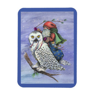 Chouette Des Neiges Et Père Noël MAGNET DE NOËL Im