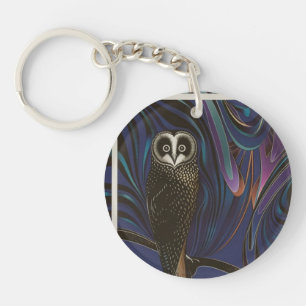Chouette Design Acrylique Porte - clé rond Psyched