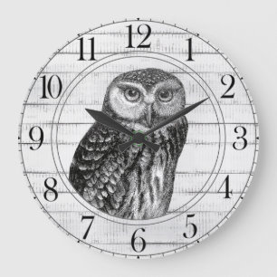 Chouette en bois rustique Grande horloge