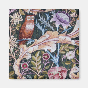 Chouette et fleurs, William Morris Magnet