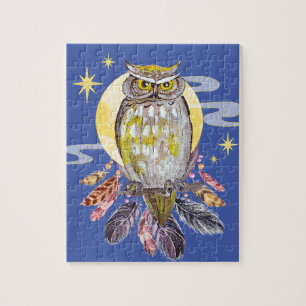 Chouette et Lune Spirit Animal Jigsaw Puzzle