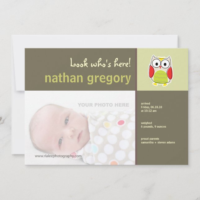 Chouette Faire-part de naissance (Devant)