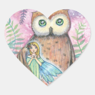 Chouette mignonne et Stickers Coeur de Fée