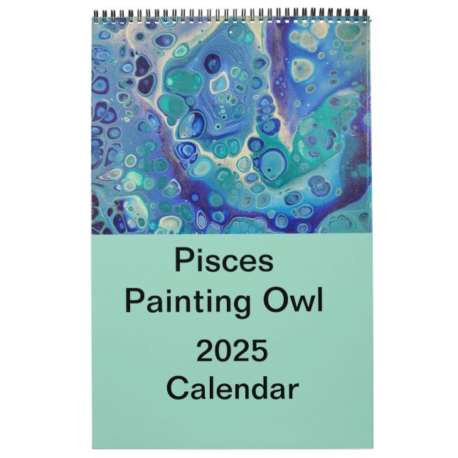 Chouette Peinture de Poissons Calendrier 2025 (Protection)