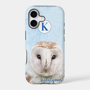 Chouette Photographie Monogramme Bleu Mignon Cache